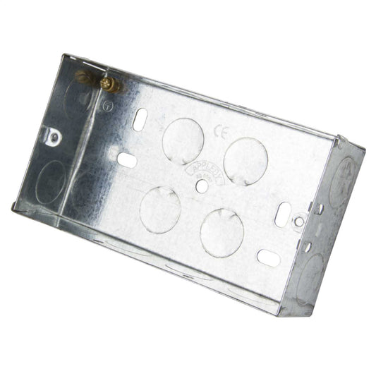 2 Gang 35mm Flush Metal Knockout Box (Sold in 1's)