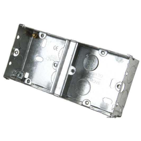 2 Gang 35mm Dual Flush Metal Knockout Box (Sold in 1's)