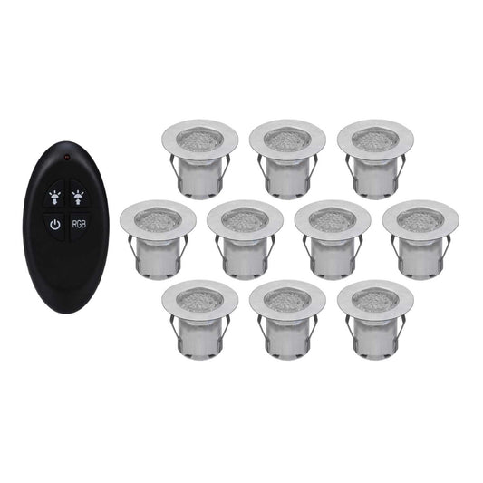 Aurora Lighting M-LITE LED RGB Stainless Steel Decking Kit (Pack of 10)