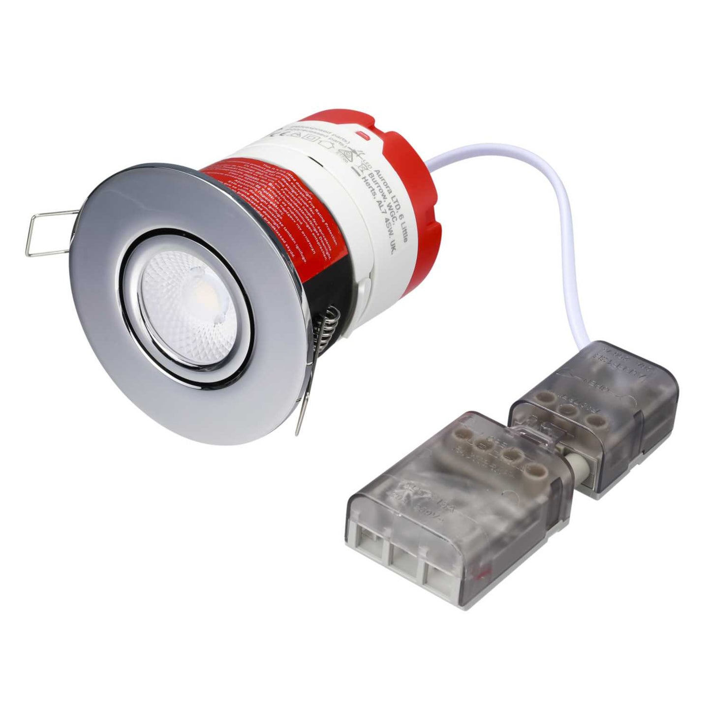 Aurora Lighting mPro™ 6W LED Fire Rated Dimmable IP65 Adjustable Downlight Chrome 3000K