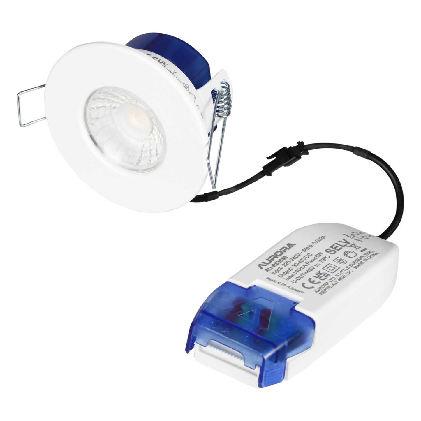 Aurora Lighting R6™ Fixed 6W LED Fire Rated Dimmable Downlight White 4000K