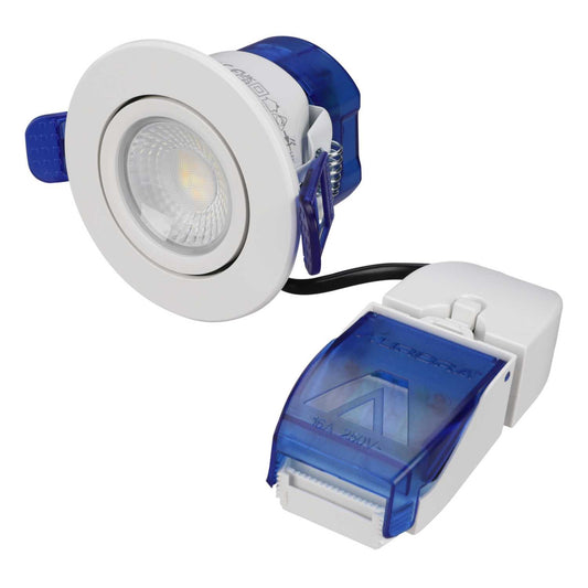 Aurora Lighting R6 3.5W / 5.5W LED Fire Rated CCT Dimmable Tilt FastRFix Downlight White