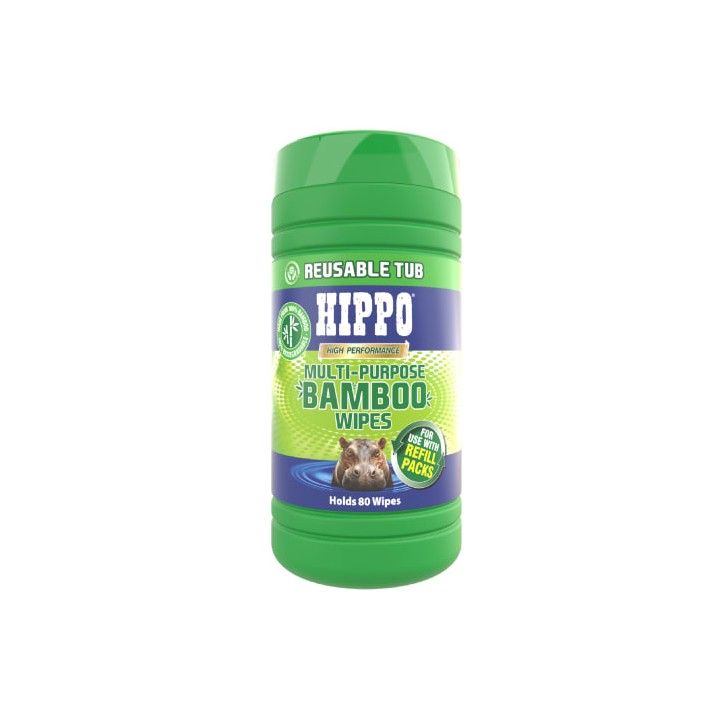 HIPPO MULTI PURPOSE BAMBOO WIPES REUSABLE TUB (PACK 80) H18735