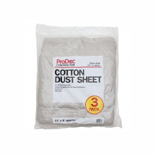 RODO 129TRDS3P PACK OF 3 COTTON TWILL DUST SHEETS 12 x 9'