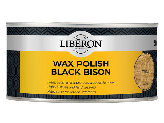 LIBERON BLACK BISON WAX POLISH PASTE 500ml WALNUT LIBBPWW500N