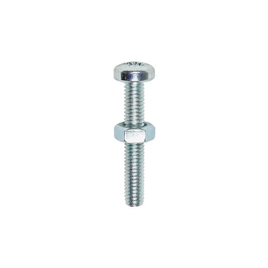TIMCO PAN HEAD BZP MACHINE SCREWS M6 x 40mm (BAG 10) 6040PPMHNP