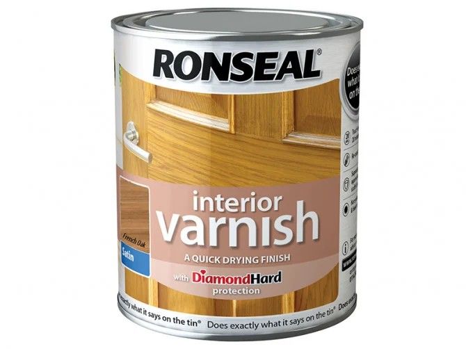 RONSEAL INTERIOR COLOURED VARNISH 750ml SATIN FRENCH OAK 36835