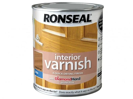 RONSEAL INTERIOR COLOURED VARNISH 750ml SATIN FRENCH OAK 36835
