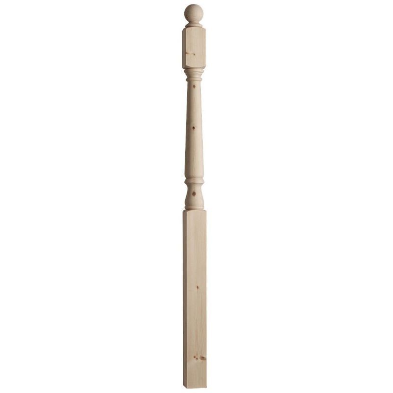PINE COMPLETE NEWEL WITH BALL CAP 82 x 1520mm CMP1520P