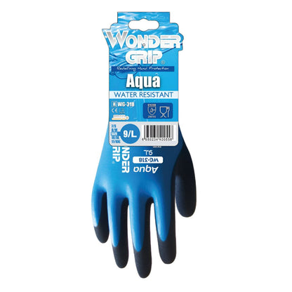 WONDER GRIP AQUA LATEX COATED WATERPROOF GLOVES LARGE WG318091