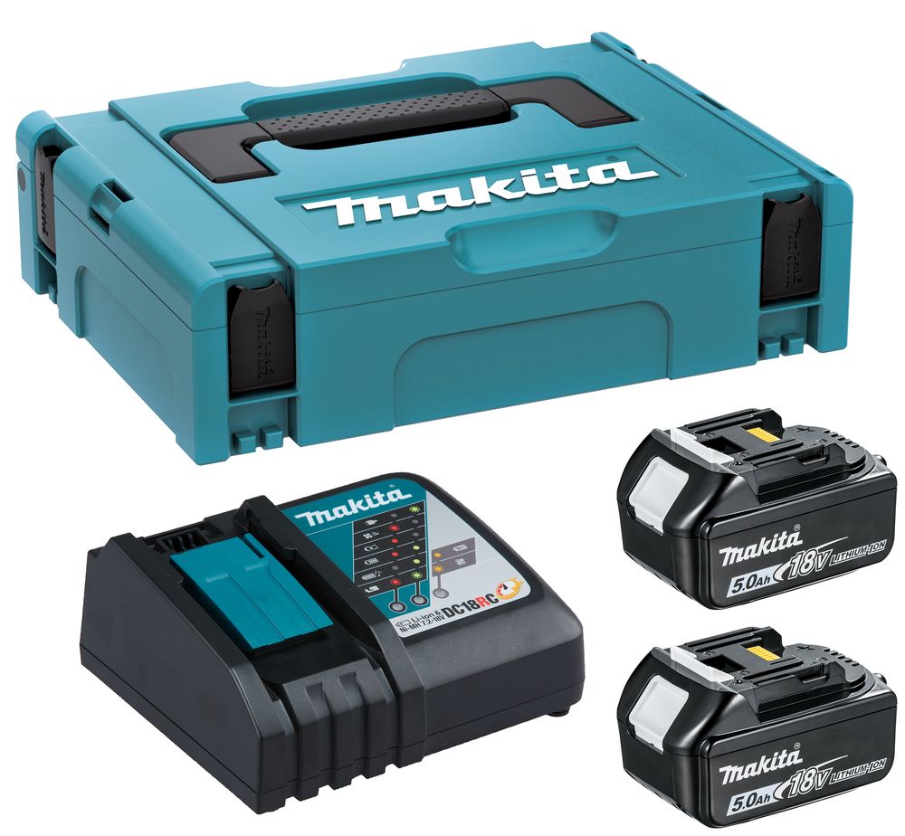 MAKITA  BL1850/DC18RD 18V LXT 5.0AH BATTERY & TWIN CHARGER SUPPLIED IN MAKPAC CARRY CASE