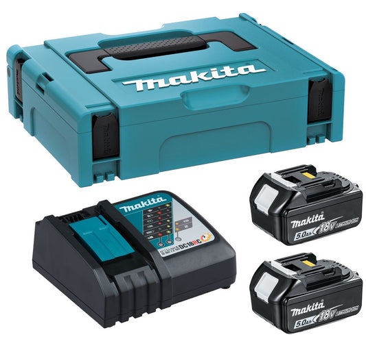 MAKITA  BL1850/DC18RD 18V LXT 5.0AH BATTERY & TWIN CHARGER SUPPLIED IN MAKPAC CARRY CASE