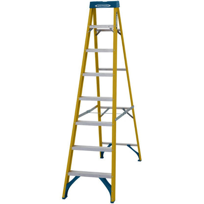 WERNER FIBREGLASS SWINGBACK STEPLADDER TRADE 8 TREAD 7160818