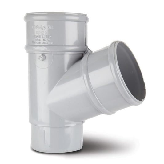 POLYPIPE RAINWATER DOWNPIPE BRANCH 68mm x 112.5deg RR129G GREY