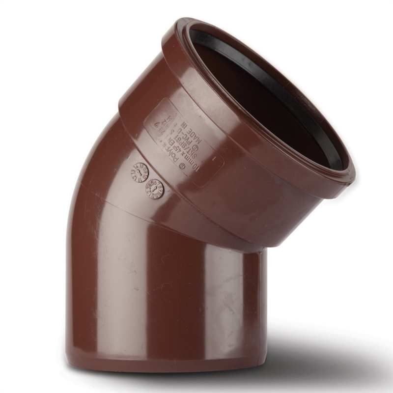 POLYPIPE SOIL BEND SINGLE SOCKET 110mm x 135deg BROWN SB412BR