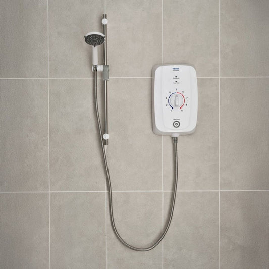 TRITON TEOMN81 OMNICARE THERMOSTATIC ELECTRIC SHOWER 8.5kw WHITE / CHROME