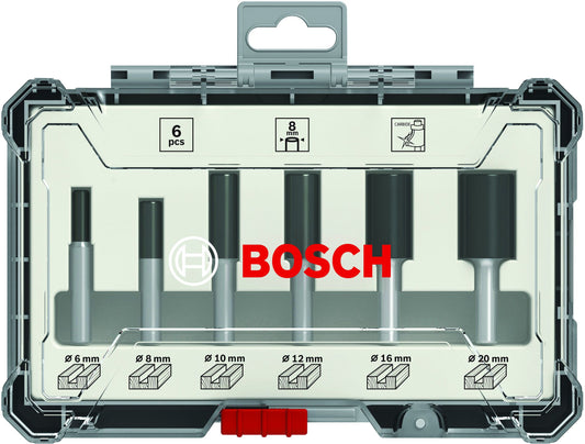 BOSCH 2607017467 6 PIECE STRAIGHT ROUTER BIT 1/4" SHANK SET