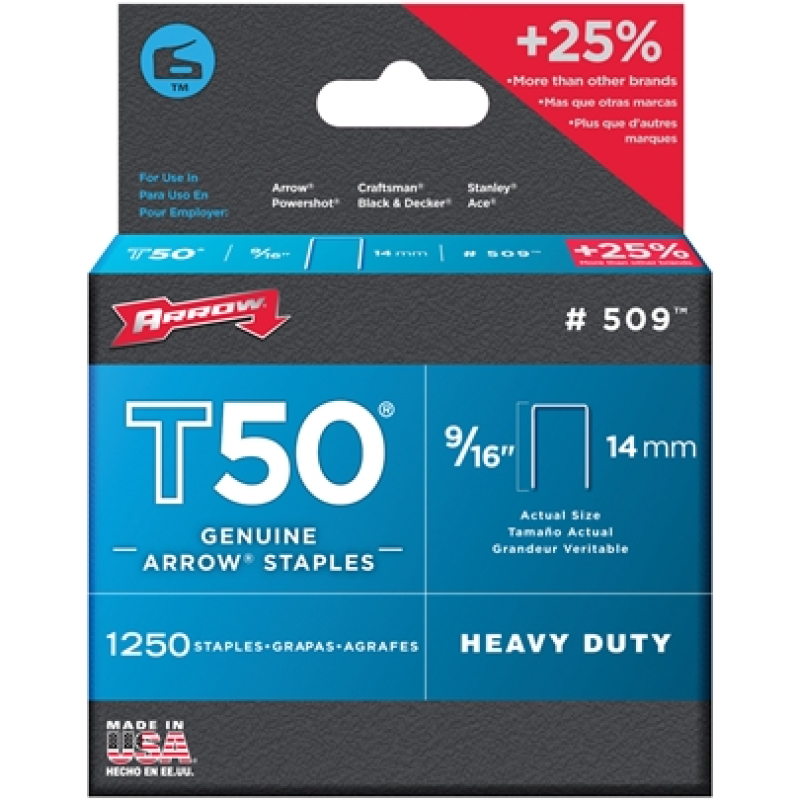 ARROW ARRT50916S T50 STAPLES 9/16" (PACK 1250)