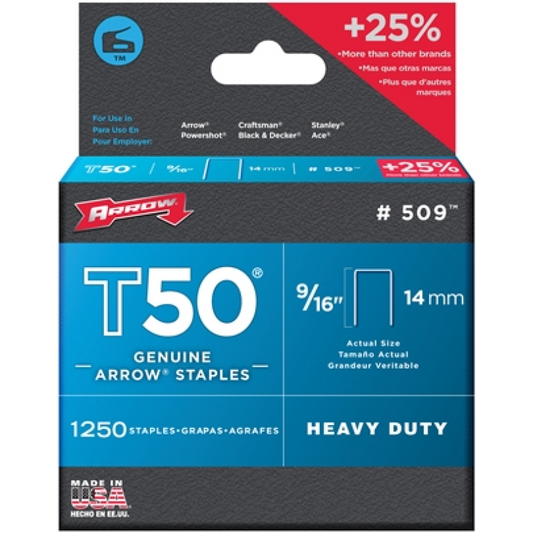 ARROW ARRT50916S T50 STAPLES 9/16" (PACK 1250)