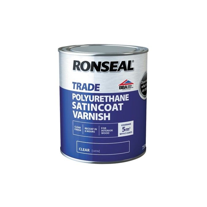 RONSEAL TRADE POLYURETHANE HARDGLAZE 750ml SATINCOAT CLEAR 38560