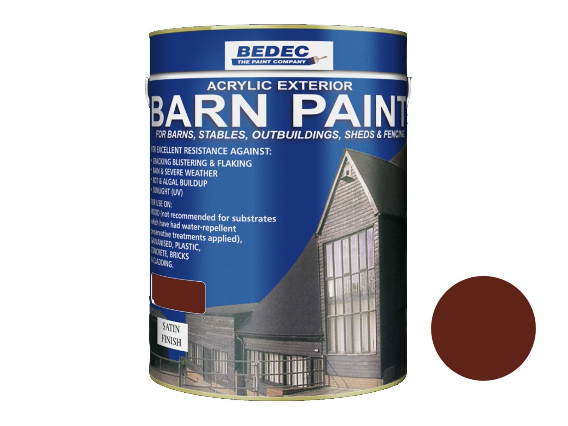 BEDEC SATIN BARN PAINT 5l TILE RED BEDE2AV0083/46