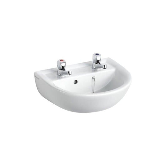 ARMITAGE SHANKS E893601 SANDRINGHAM 21 HANDRINSE 2TH PEDESTAL BASIN 45cm WHITE
