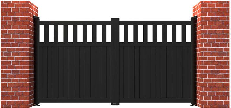 DOUBLE DRIVEWAY GATE FLAT TOP PARTIAL PRIVACY 3500 x 1000mm VERTICAL INFILL BLACK RMG014DG-25