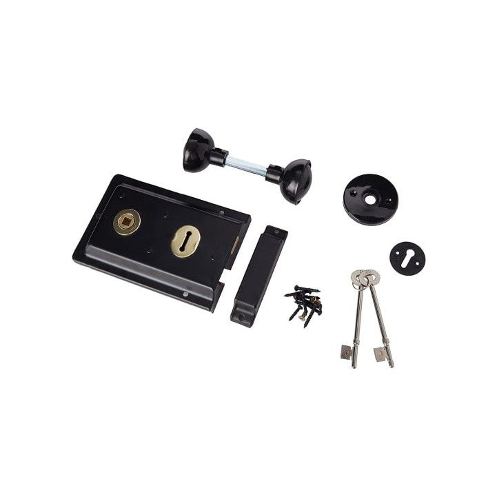 ERA RIM SASHLOCK C/W HANDLES 152 x 105mm BLACK VISI PACK 177-10-2