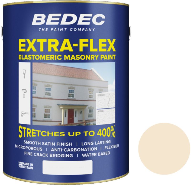 BEDEC EXTRA-FLEX SMOOTH MASONRY PAINT 5l PARCHMENT BEDE2MB1911/46