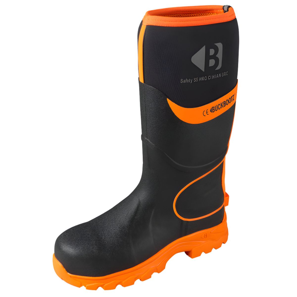 BUCKBOOTZ BBZ8 WELLINGTON BOOT BLK/ORANGE SIZE 7 