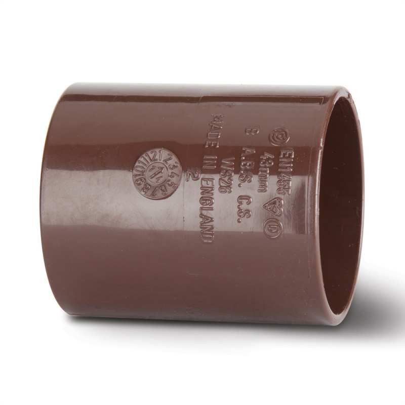 POLYPIPE ABS STRAIGHT COUPLING 40mm BROWN WS26BR
