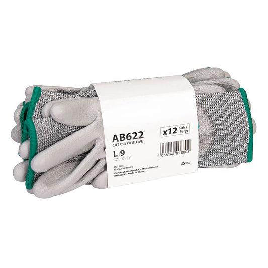Cut C13 PU Essential Multipack (Pk12), L, R, Grey