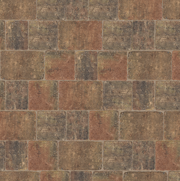 BRADSTONE WOBURN RUMBLED 50mm BLOCK PAVING 134 x 134 x 50mm AUTUMN 48226 (NEW)
