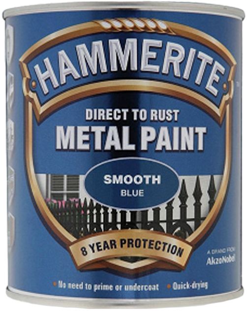 HAMMERITE 750ml SMOOTH FINISH DIRECT TO RUST METAL PAINT BLUE 5092826