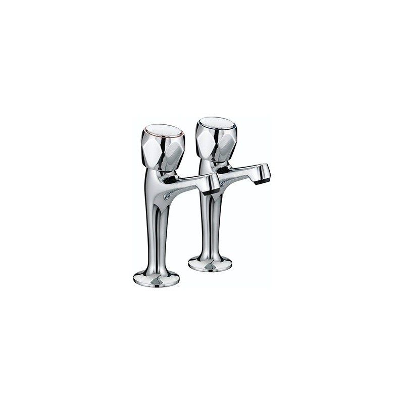 BRISTAN VACHNKCMT CLUB HIGH NECK PILLAR TAPS (PAIR) METAL HEADS CHROME
