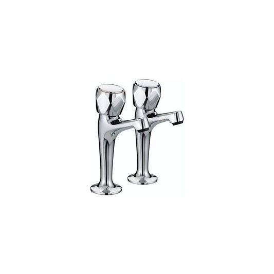 BRISTAN VACHNKCMT CLUB HIGH NECK PILLAR TAPS (PAIR) METAL HEADS CHROME