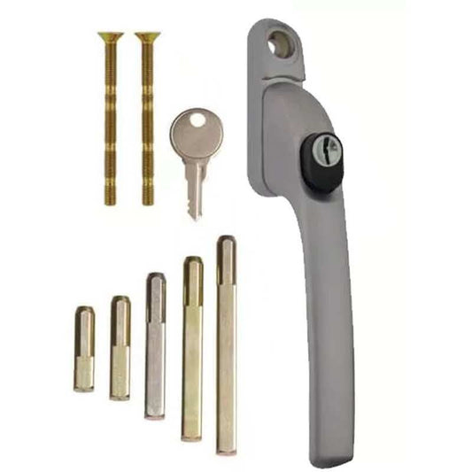 DUFFELLS VERSA INLINE LOCKING ESPAG UPVC WINDOW HANDLES SATIN CHROME V-WINS