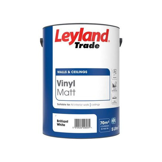 LEYLAND VINYL MATT EMULSION 5l BRILLIANT WHITE 264803