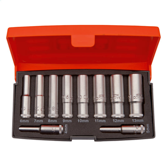 Bahco ¼" Metric Deep Socket Set (10 Piece)