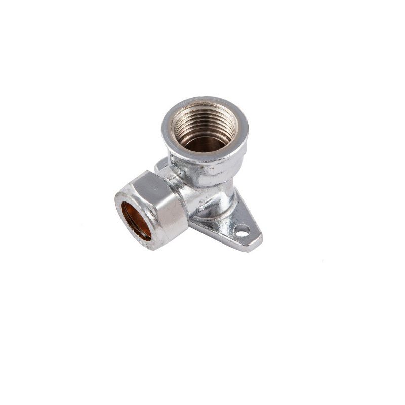FLOWFLEX CHROME COMPRESSION WALL PLATE ELBOW 15mm x 1/2" P803WPCP.2