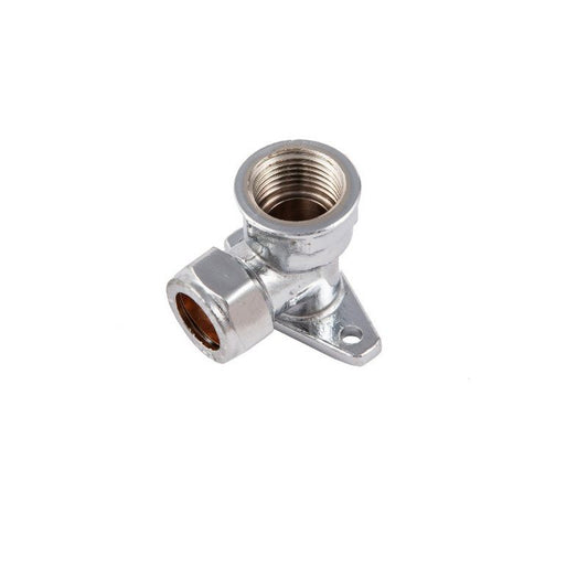 FLOWFLEX CHROME COMPRESSION WALL PLATE ELBOW 15mm x 1/2" P803WPCP.2