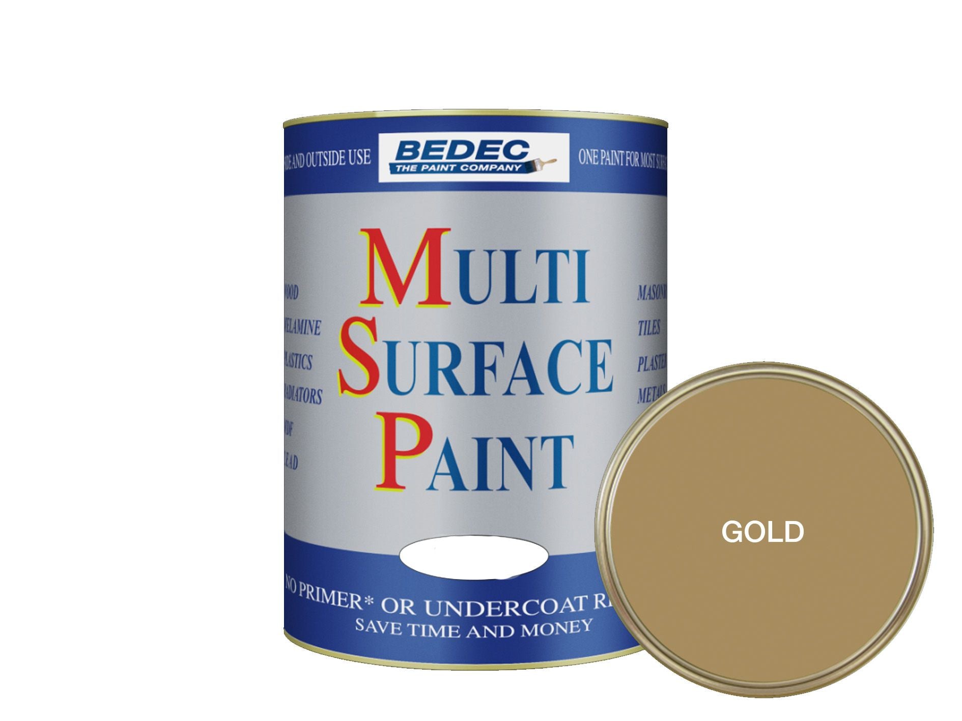 BEDEC SOFT SATIN MULTI SURFACE PAINT 750ml GOLD BEDE2KB0669/29