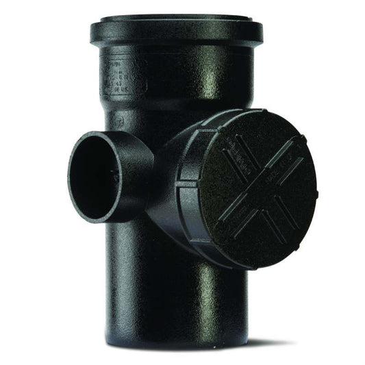 POLYPIPE ELEGANCE CAST IRON 110mm SOIL ACCESS PIPE S/S CISA43B BLACK