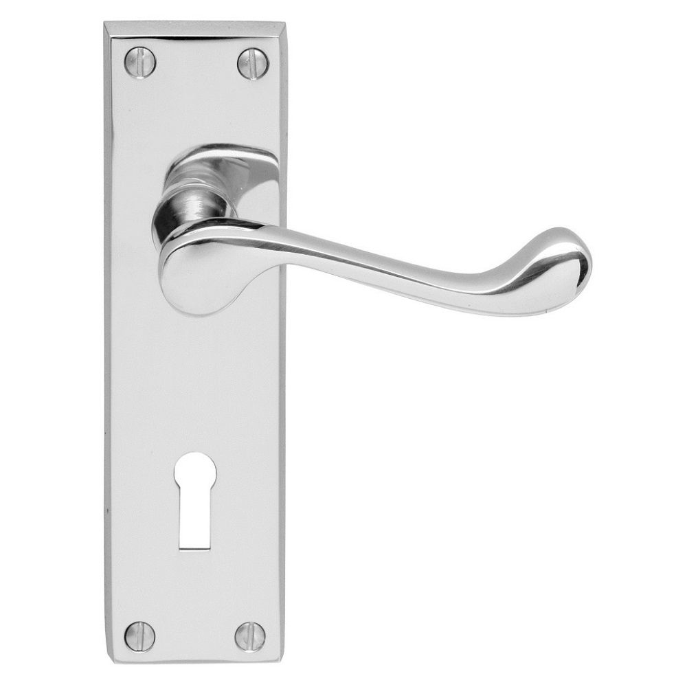 CHROME VICTORIAN SCROLL LEVER LOCK HANDLES CBS54CP/RP
