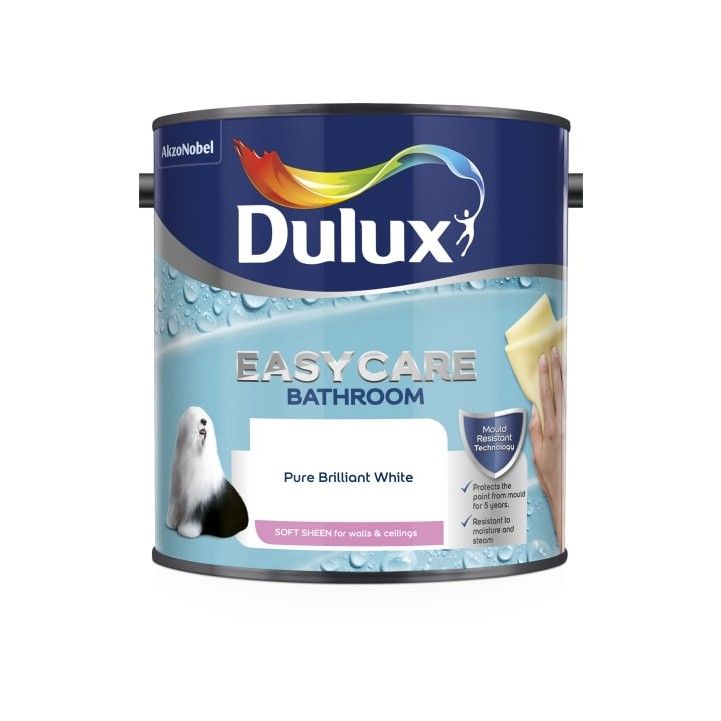 DULUX EASYCARE BATHROOM SOFTSHEEN 2.5l BRILLIANT WHITE 5092175