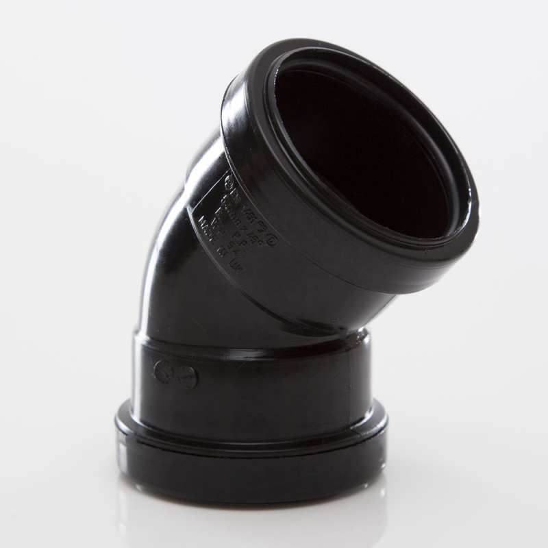 POLYPIPE PUSHFIT OBTUSE BEND 50mm x 45deg WP54 WP54B BLACK
