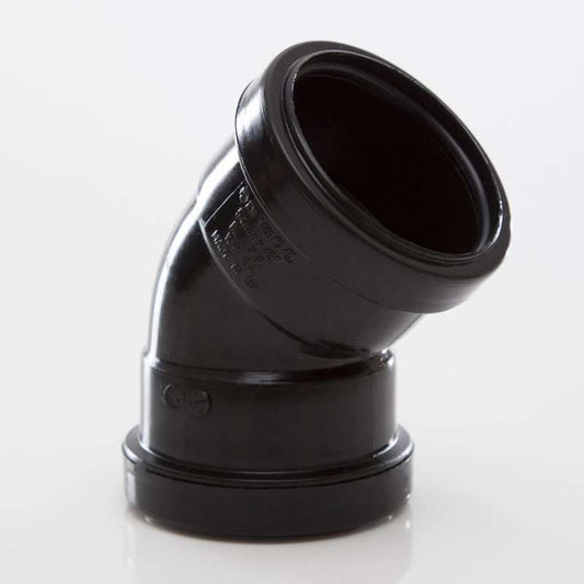 POLYPIPE PUSHFIT OBTUSE BEND 50mm x 45deg WP54 WP54B BLACK