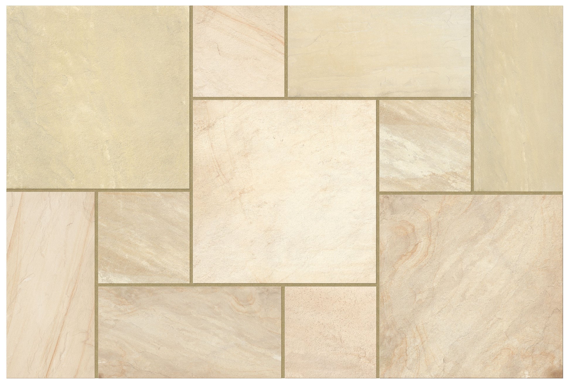 BRETT EDEN SANDSTONE PORCELAIN PATIO PACK MIXED SIZE 15.44m2 PACK SPRING BLEND (HGBB ONLY)