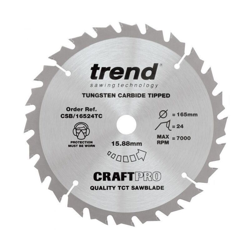 TREND CSB/16524TC CRAFT SAW BLADE 165MM X 24T X 15.88MM
