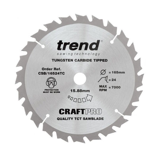 TREND CSB/16524TC CRAFT SAW BLADE 165MM X 24T X 15.88MM